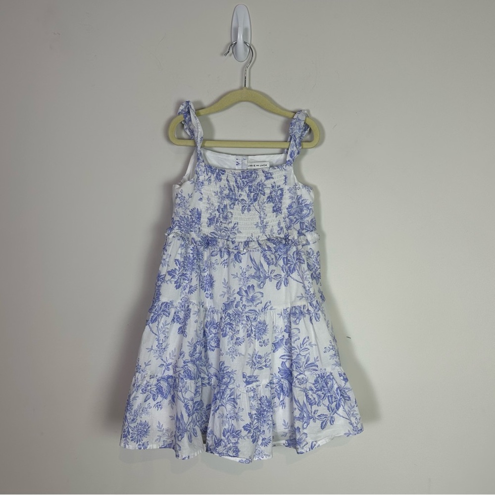 Janie & Jack Girls Floral Toile Smocked Tiered Dress Size 6